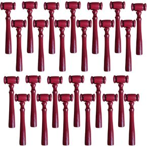 Red Wood Judge Gavel Set, 25 Pcs Party Favors Halloween, Elegant Courtroom Design, Polished Finish, Ideal for Auction and Costume Props, 11CM Judge Mallet