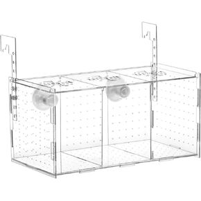 QWORK Fish Breeding Box, Acrylic Fish Isolation Box Aquarium Hatchery Incubator, for Clownfish, Shrimp, Newborn Fry, Guppy, 11.5" x 6" x 6"