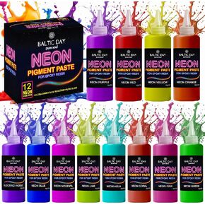 Neon Pigment Paste for Epoxy Resin – 12 Ultra-Bright Colors (15g) | Mica Powder Paste Dye – High-Gloss, Easy Mix for UV Resin, Epoxy Art & Deep Pour Projects in Kuwait
