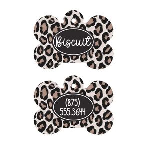 Custom Dog Tag, Cheetah Print Dog ID Tag, Name Tag for Dogs, Pet Identification Tag, Engraved Dog Tag, Dog Tag for Collars