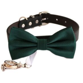Emerald Green bow tie collar Leather collar dog ring bearer bow tie collar Leather collar Wedding dog collar ring bearer adjustable handmade XS to XXL collar and bow, Puppy Proposal