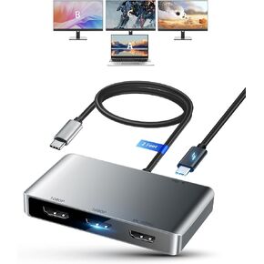 avedio يربط USB C بمحول HDMI مزدوج، 4K@60HZ، مقسم من النوع C إلى HDMI للشاشات المزدوجة، شاشة ممتدة، يدعم Dual 4K@30HZ، متوافق مع USB C 3.0/3.1، Thunderbolt 3 (رمادي فاتح) in Kuwait