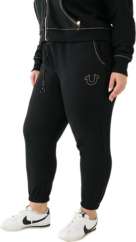 True Religion Women's Misses Lurex Big T Stitch Midrise Fleece Jogger in Saudi Arabia