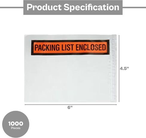 قائمة تعبئة PSBM مغلف لوحة مغلف الوجه الحمل الجانبي 4.5 "× 6" 1000 PCS حقيبة غلاف حقيبة الطباعة لغطاء الفاتورة ، مكتوبة باللون البرتقالي/الأسود in Kuwait