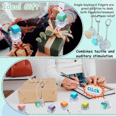 6 Pack Keyboard Fidget Toy, Keyboard Fidget Keychain Keyboard Decompression Button Finger Clicker Toys, Button Stress Relief Fidget Gifts for Adult to Relief Stress (Multicolor) in Kuwait