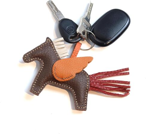 Cute Pony Personalized handmade Cowhide Pendant Bag Pendant Horse Car Keychain (Dark Brown) in Saudi Arabia