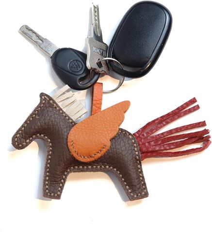 Cute Pony Personalized handmade Cowhide Pendant Bag Pendant Horse Car Keychain (Dark Brown) in Saudi Arabia