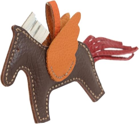Cute Pony Personalized handmade Cowhide Pendant Bag Pendant Horse Car Keychain (Dark Brown) in Saudi Arabia