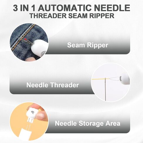 Tomatic Needle Threaders Seam Ripper ، تم ترقيته 3 في 1 أداة خياطة الإبرة ، أمطار التماس سريعة التمدد مع تخزين الإبرة لإزالة غرزة التطريز (رمادي) in Kuwait
