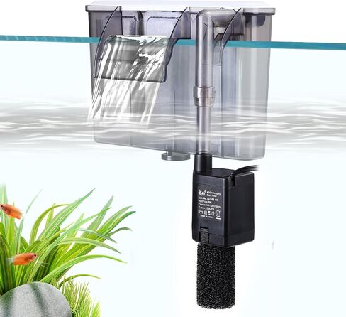 AQQA Quiet 20-30 Gallon Fish Tank Filters - Auto Start Hang on Back Aquarium Filter, 6W/ 8W Adjustable Flow, Deodorization Decontamination Filter System AQ168 (6W 158GPH) in Kuwait