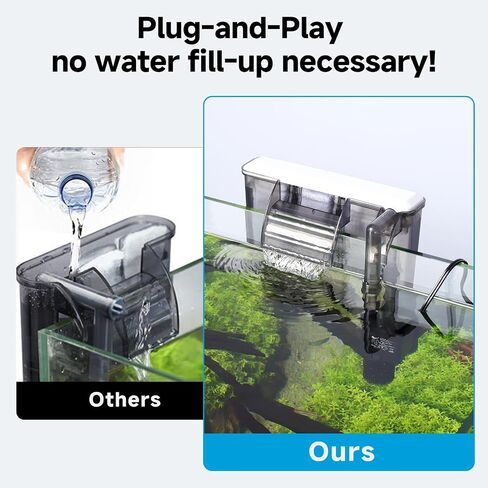AQQA Quiet 20-30 Gallon Fish Tank Filters - Auto Start Hang on Back Aquarium Filter, 6W/ 8W Adjustable Flow, Deodorization Decontamination Filter System AQ168 (6W 158GPH) in Kuwait