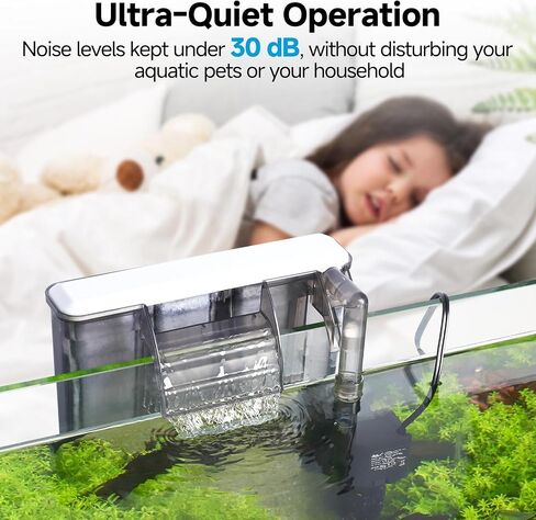 AQQA Quiet 20-30 Gallon Fish Tank Filters - Auto Start Hang on Back Aquarium Filter, 6W/ 8W Adjustable Flow, Deodorization Decontamination Filter System AQ168 (6W 158GPH) in Kuwait