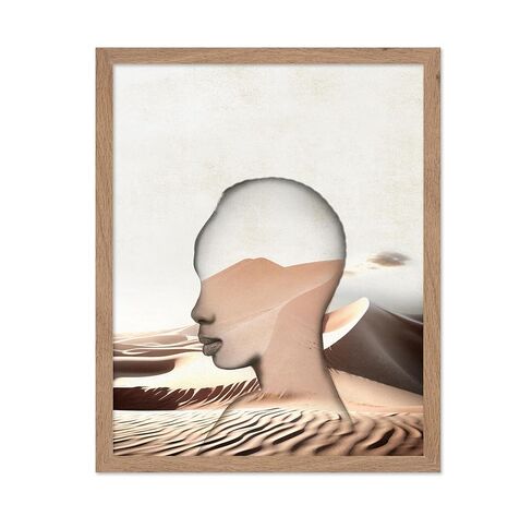 Monem Art Pin Up Girl on Whiskey Poster - Retro Alcohol Print - Collage Art - Lady Art - Bar Cart Art - Trendy Art - Modern Art - Great Kitchen or Restaurant Wall Decor - 11x14 Beige Framed in Kuwait