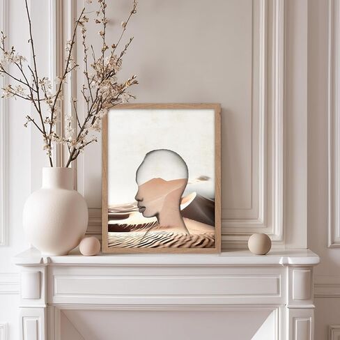 Monem Art Pin Up Girl on Whiskey Poster - Retro Alcohol Print - Collage Art - Lady Art - Bar Cart Art - Trendy Art - Modern Art - Great Kitchen or Restaurant Wall Decor - 11x14 Beige Framed in Kuwait