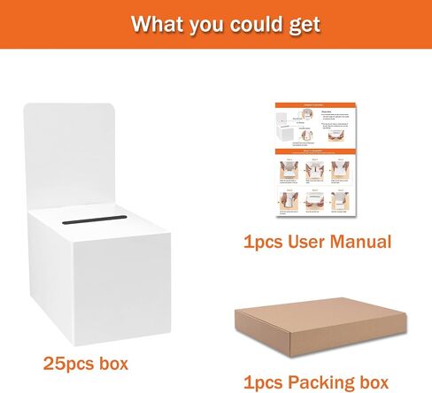 25 Pcs Raffle Ticket Boxes with Removable Header, Raffle Suggestion Ballot Voting Donation Box with Slot for Fundraising Collecting Card in Kuwait