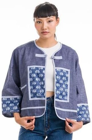 Lanna Blue by Iyana ki ~ cardigan الكتان in Saudi Arabia