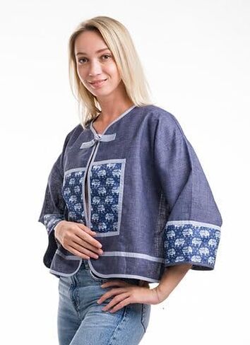 Lanna Blue by Iyana ki ~ cardigan الكتان in Saudi Arabia