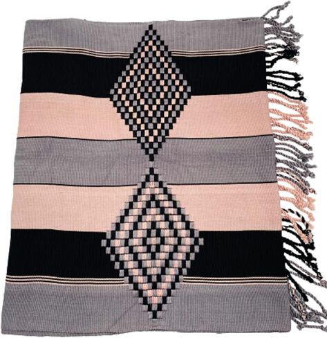 Mexican Tradicional Poncho Artesanal, Mañanita-Capa-Shawl, Hand Knit. Pink and Grey in Saudi Arabia