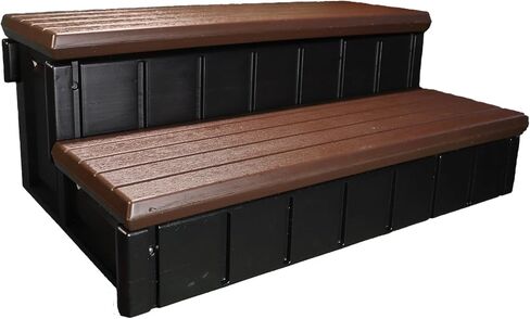 Confer Plastics Two Tier 36" Wide Deluxe Hot Tub Step. Non-Skid Spa Steps, Easy Installation, Sturdy, Long Lasting Upgrade to Your Space. Proudly Made in USA. - Espresso in Kuwait