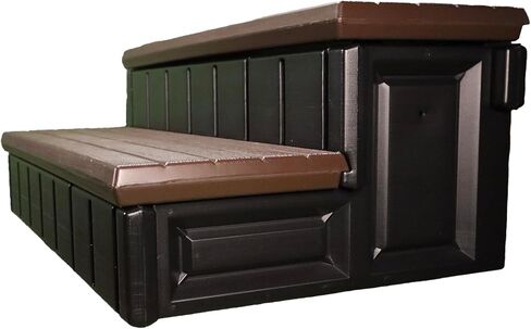 Confer Plastics Two Tier 36" Wide Deluxe Hot Tub Step. Non-Skid Spa Steps, Easy Installation, Sturdy, Long Lasting Upgrade to Your Space. Proudly Made in USA. - Espresso in Kuwait