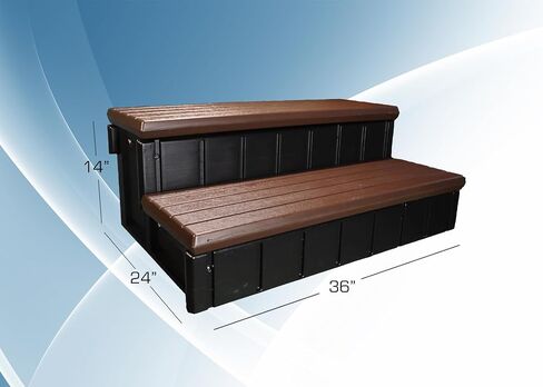 Confer Plastics Two Tier 36" Wide Deluxe Hot Tub Step. Non-Skid Spa Steps, Easy Installation, Sturdy, Long Lasting Upgrade to Your Space. Proudly Made in USA. - Espresso in Kuwait