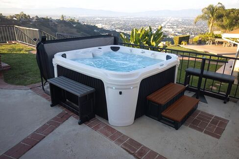 Confer Plastics Two Tier 36" Wide Deluxe Hot Tub Step. Non-Skid Spa Steps, Easy Installation, Sturdy, Long Lasting Upgrade to Your Space. Proudly Made in USA. - Espresso in Kuwait