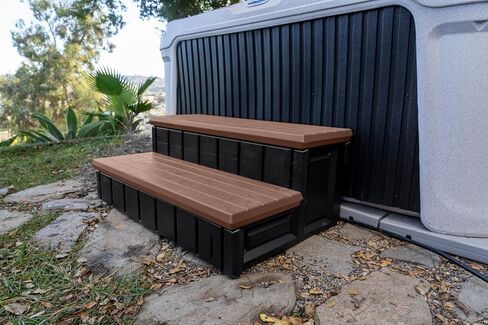 Confer Plastics Two Tier 36" Wide Deluxe Hot Tub Step. Non-Skid Spa Steps, Easy Installation, Sturdy, Long Lasting Upgrade to Your Space. Proudly Made in USA. - Espresso in Kuwait