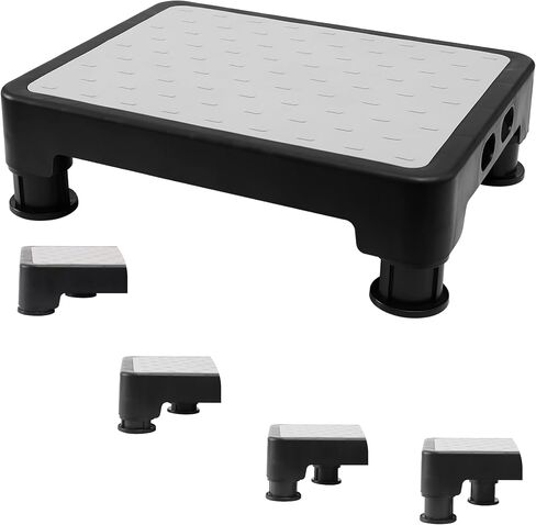 Adjustable Step Stool for Bed, Bathtub, Car and Kitchen, 4-Level Height 3.4"-5", Non-Slip Platform with 6 Anti-Skid Feet – Step Stool for Adults Seniors Kids Maternal, Gray in Kuwait