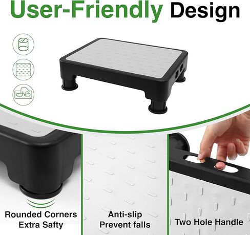 براز خطوة قابل للتعديل للسرير وحوض الاستحمام والسيارات والمطبخ ، ارتفاع مستوى 4 مستويات 3.4 "-5" ، منصة غير انزلاقية مع 6 أقدام مضادة للانزلاق-خطوة البراز لكبار السن كبار السن الأطفال ، رمادي ، رمادي in Kuwait