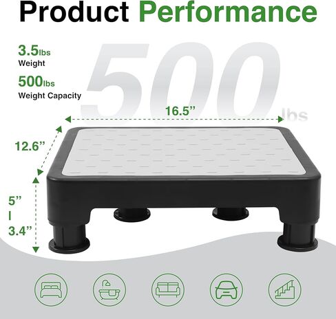 براز خطوة قابل للتعديل للسرير وحوض الاستحمام والسيارات والمطبخ ، ارتفاع مستوى 4 مستويات 3.4 "-5" ، منصة غير انزلاقية مع 6 أقدام مضادة للانزلاق-خطوة البراز لكبار السن كبار السن الأطفال ، رمادي ، رمادي in Kuwait