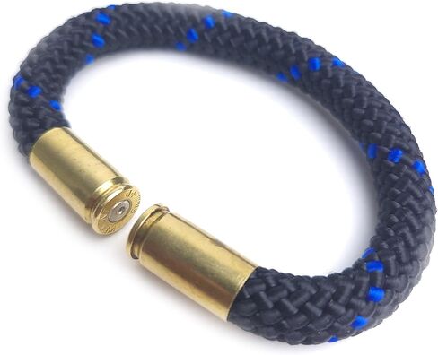 Thin Blue Line Bullet Casing Bracelet – Durable Nylon Cord with Recycled 9mm, or .40 S&W – Police Support Jewelry in Saudi Arabia