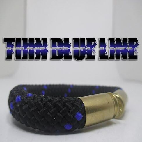 Thin Blue Line Bullet Casing Bracelet – Durable Nylon Cord with Recycled 9mm, or .40 S&W – Police Support Jewelry in Saudi Arabia