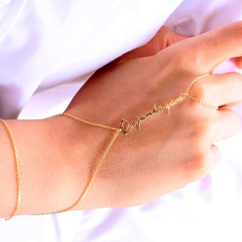 Hand Chain Bracelet Adjustable Name Bracelet Jewelery Hand Chain Slave 925 Sterling Silver 14K Gold Solid Birthday Gift Bridesmaid Bracelet in Saudi Arabia
