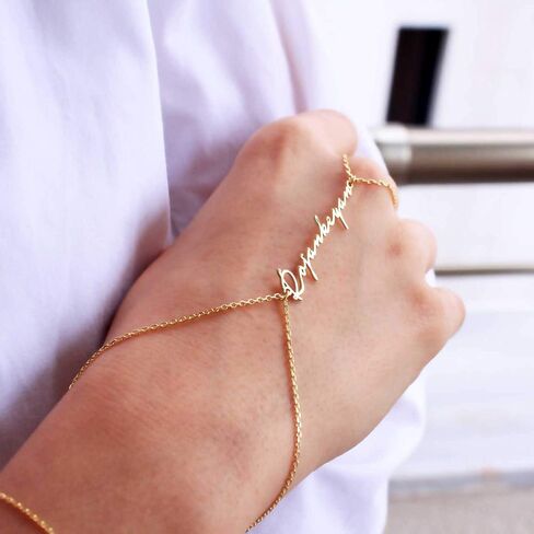 Hand Chain Bracelet Adjustable Name Bracelet Jewelery Hand Chain Slave 925 Sterling Silver 14K Gold Solid Birthday Gift Bridesmaid Bracelet in Saudi Arabia