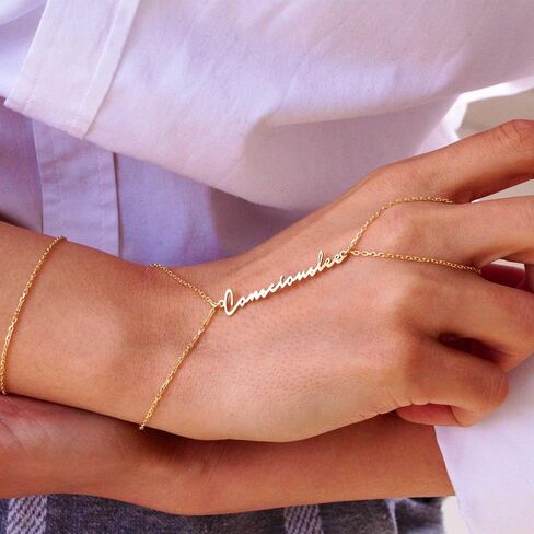 Hand Chain Bracelet Adjustable Name Bracelet Jewelery Hand Chain Slave 925 Sterling Silver 14K Gold Solid Birthday Gift Bridesmaid Bracelet in Saudi Arabia