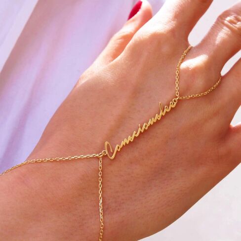 Hand Chain Bracelet Adjustable Name Bracelet Jewelery Hand Chain Slave 925 Sterling Silver 14K Gold Solid Birthday Gift Bridesmaid Bracelet in Saudi Arabia