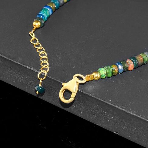 Natural Black Ethiopian Opal Bracelet Gemstone Beaded Dainty Jewelry, October Birthstone, Healing Crystals Gift Jewelry in 14K Gold Plated 925 Sterling Silver Chain 8 inch, in Saudi Arabia