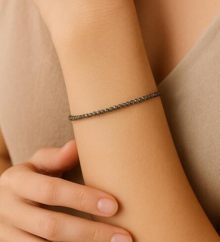 Smoky Quartz Bracelet for Women Men's Gifts - Protection Healing Crystal Bracelet - 2mm Gemstone Beaded Adjustable Bracelet Pulseras Para Hombres Mujer Stocking Stuffers (Silver Chain) in Saudi Arabia