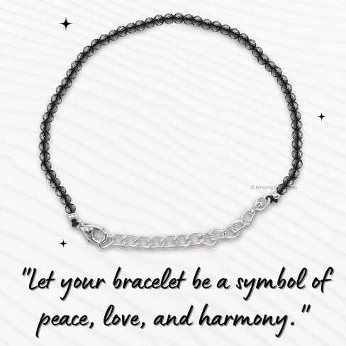 Smoky Quartz Bracelet for Women Men's Gifts - Protection Healing Crystal Bracelet - 2mm Gemstone Beaded Adjustable Bracelet Pulseras Para Hombres Mujer Stocking Stuffers (Silver Chain) in Saudi Arabia