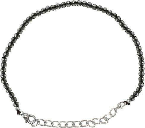Smoky Quartz Bracelet for Women Men's Gifts - Protection Healing Crystal Bracelet - 2mm Gemstone Beaded Adjustable Bracelet Pulseras Para Hombres Mujer Stocking Stuffers (Silver Chain) in Saudi Arabia