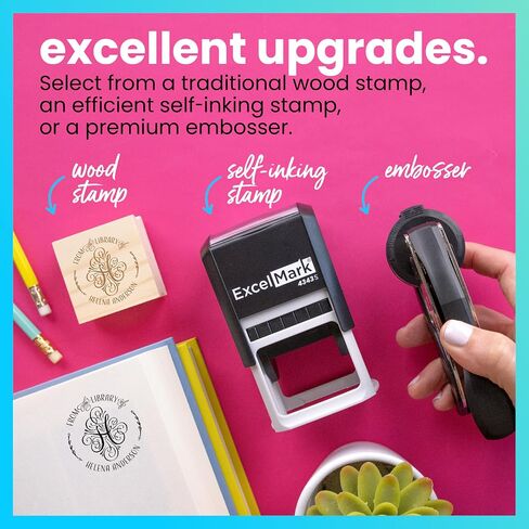 Excelmark Figuredized Book Stamp - Ex Libris Wood Stamp ، Onking Onding أو Easser (Wildflower ، Round) in Kuwait