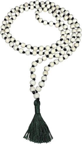 Hand-Knotted Tulsi Mala Beads Necklace – Natural & Ethically Sourced - 8mm 108 Beads – 7 Chakra Colors – Chakra Balancing & All Zodiac Birthstones – Spiritual Jewelry (Green String/Tassel) in Saudi Arabia