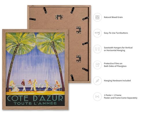 Monem Art Travel Poster - Vintage La Eforie Romania Wall Art - Colorful Retro Beach Wall Decor - Great Wall Decor Gift for Home, Office, Living Room, 16x20 Beige Framed in Kuwait