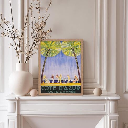 Monem Art Travel Poster - Vintage La Eforie Romania Wall Art - Colorful Retro Beach Wall Decor - Great Wall Decor Gift for Home, Office, Living Room, 16x20 Beige Framed in Kuwait