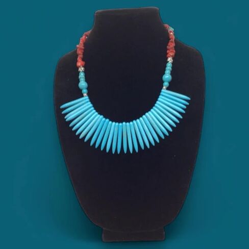 Zuni Desert Blossom Turquoispted و Silver Floral Diting Necklace in Saudi Arabia