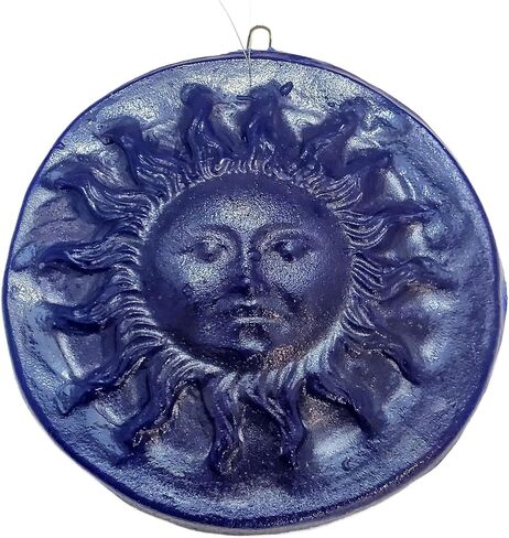 Sun Face Window Suncatcher Window Art Decor Blue Glass Handmade in Saudi Arabia