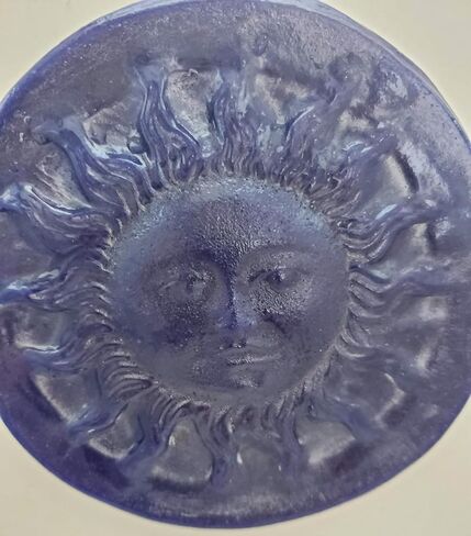 Sun Face Window Suncatcher Window Art Decor Blue Glass Handmade in Saudi Arabia