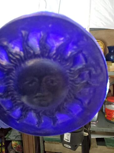 Sun Face Window Suncatcher Window Art Decor Blue Glass Handmade in Saudi Arabia