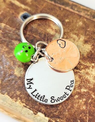 My Little Sweet Pea, Personalized Lucky Copper Penny Key Chain, Gift for Her, Gift for Girlfriend, Gift for Little Girl, Daddy's Girl in Kuwait