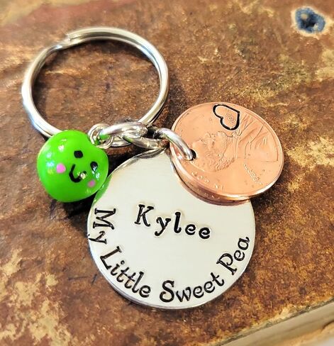 My Little Sweet Pea, Personalized Lucky Copper Penny Key Chain, Gift for Her, Gift for Girlfriend, Gift for Little Girl, Daddy's Girl in Kuwait